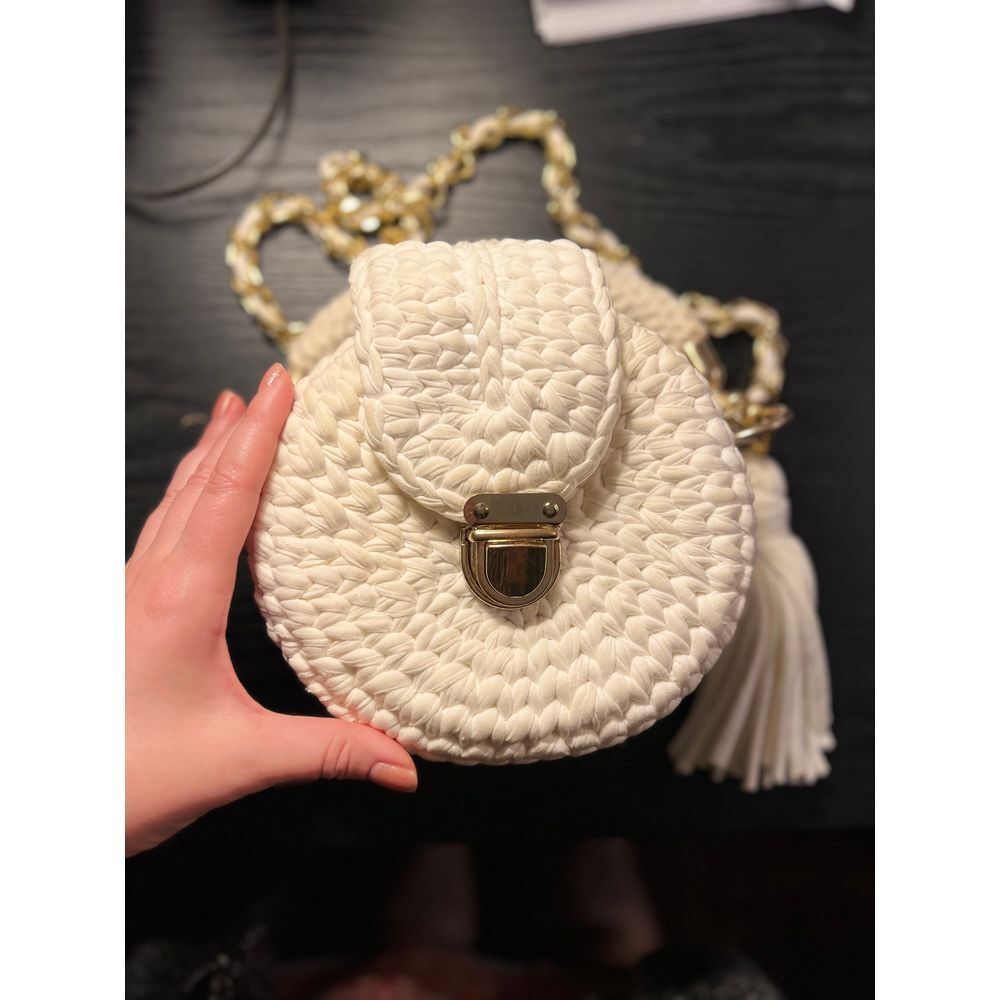 Handmade crochet white mini bag‎ hand knitted shoulder purse - Picture 2 of 7